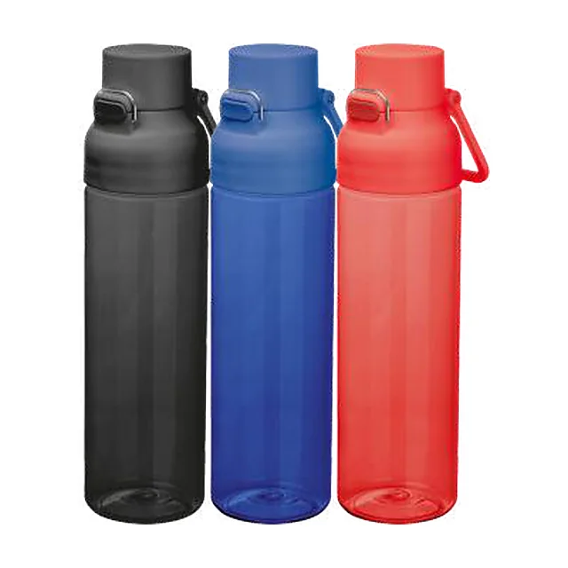 Trzy butelki z tritanu 750 ml: czarna, niebieska i czerwona