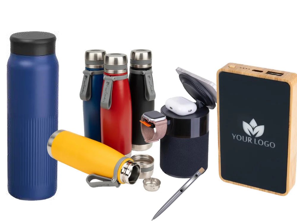 Nowości gadżetów 2026: butelki ze stali, butelki termiczne, głośnik z ładowarką bezprzewodową, powerbank z bambusu i długopis ze stali z recyklingu